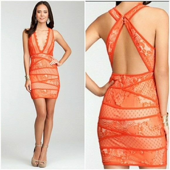 bebe orange dress